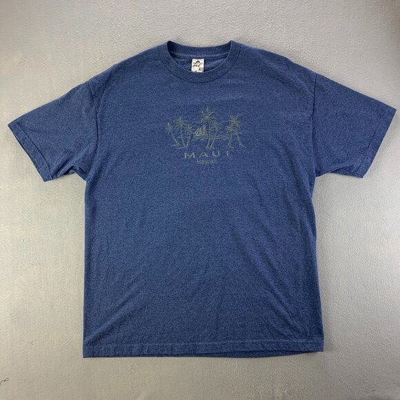 Maui Hawaii Shirt‎ Mens Extra Large Blue Embroidered Tropical Hawaiian Vacation - Picture 1 of 11